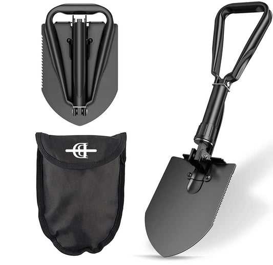 BEHANDY 18.5" Folding Shovel, Collapsible Shovel for Car Snow, Camping Shovel and Pickax, Military Entrenching Tool for Gardening, Camping, Sand, Off Road, Portable Car Emergency kit