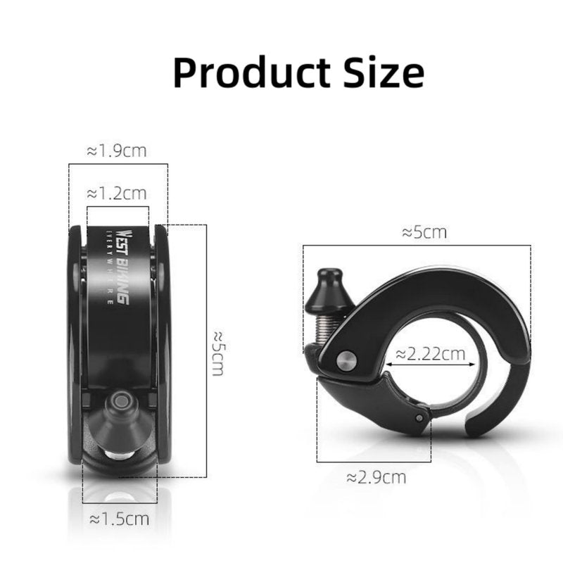 Compact Hidden Bike Bell Conch Clear Long Sound MTB Bicycle Horn Instant-Activating Hidden Bikes Horn 100dB Loud (22.2-31.8mm Handlebars) Weather-Resistant Design Tricycle Bell (Black)