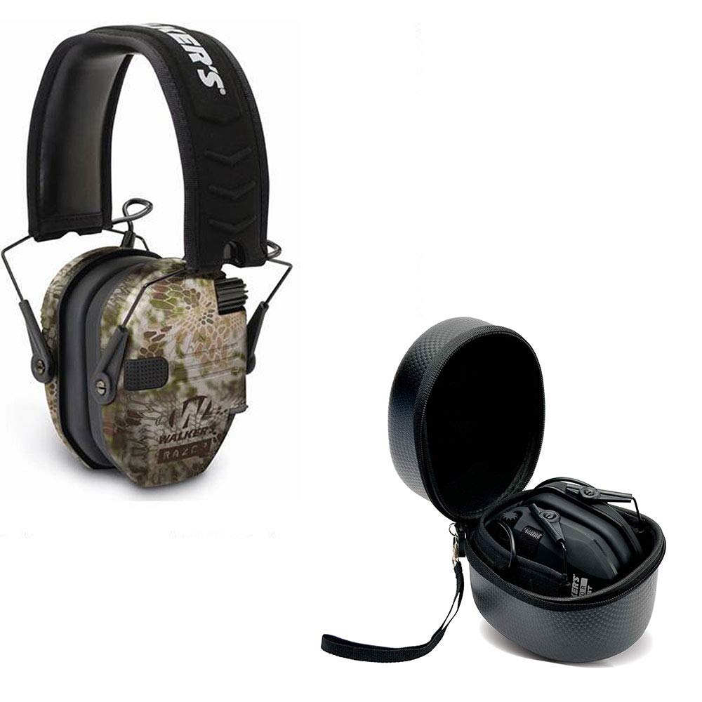 Walker's Razor Slim Electronic Ear Muffs (Kryptek Camo) & Storage Carrying Case