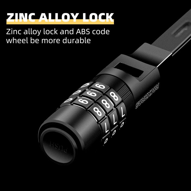 ROCKBROS Steel Core Security Zip Tie Lock Multi-Use, 3-Digit Combination Resettable Cable Lock for Bike Helmet, Stroller, Refrigerator, Liquor Cabinet, & Outdoor Gear - Weather-Resistant