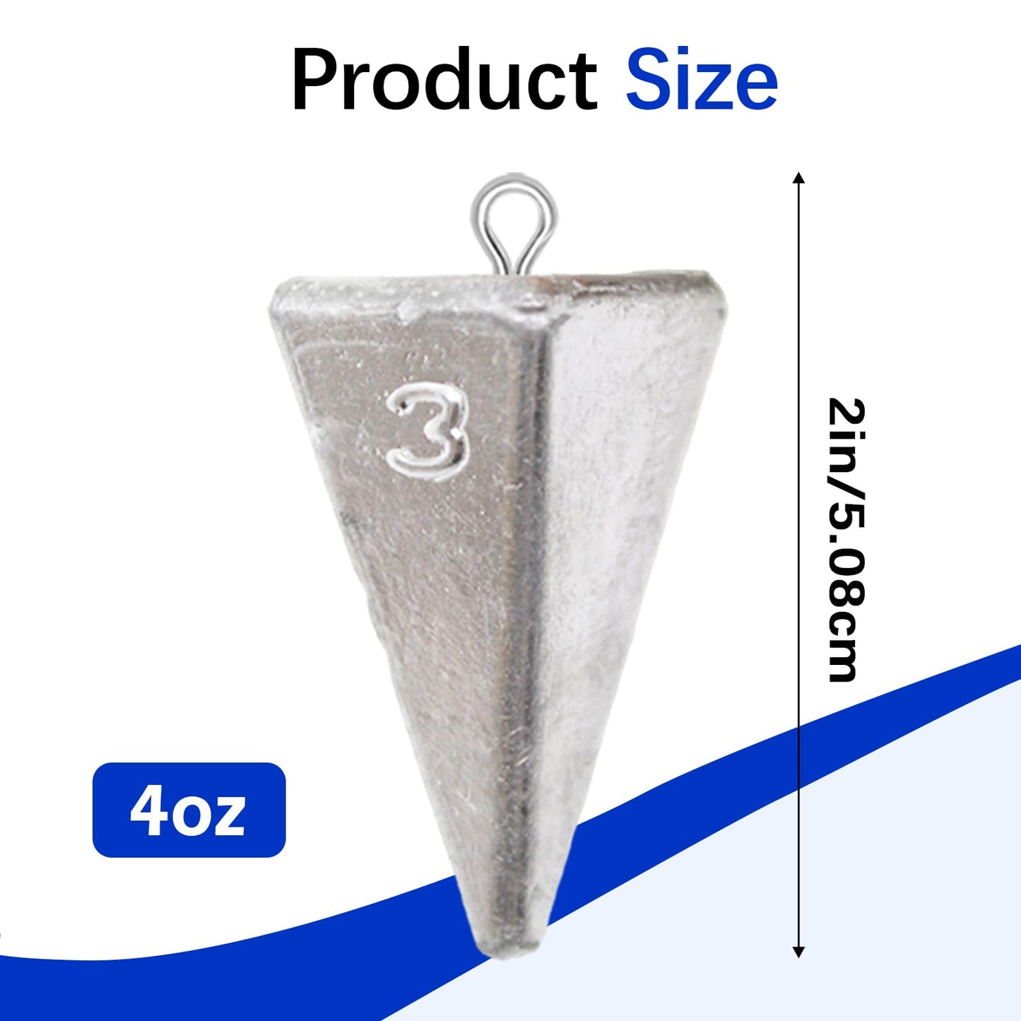 Polsefver Pyramid Fishing Weights Sinkers Kits Triangle Ocean Saltwater Surf Fishing Gear Tackle Bullet Fishing Weights Sinker(3oz-8pcs)