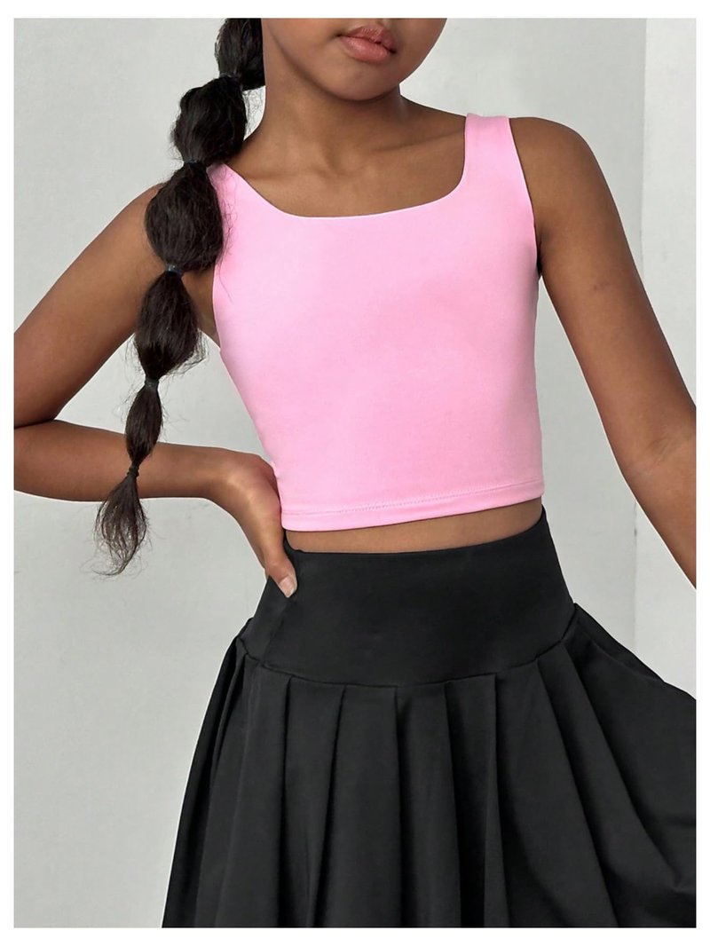 WDIRARA Girl's Twist Backless Athletic Tank Top Sleeveles Workout Running Tennis Sports Shirts Watermelon Pink 4Y