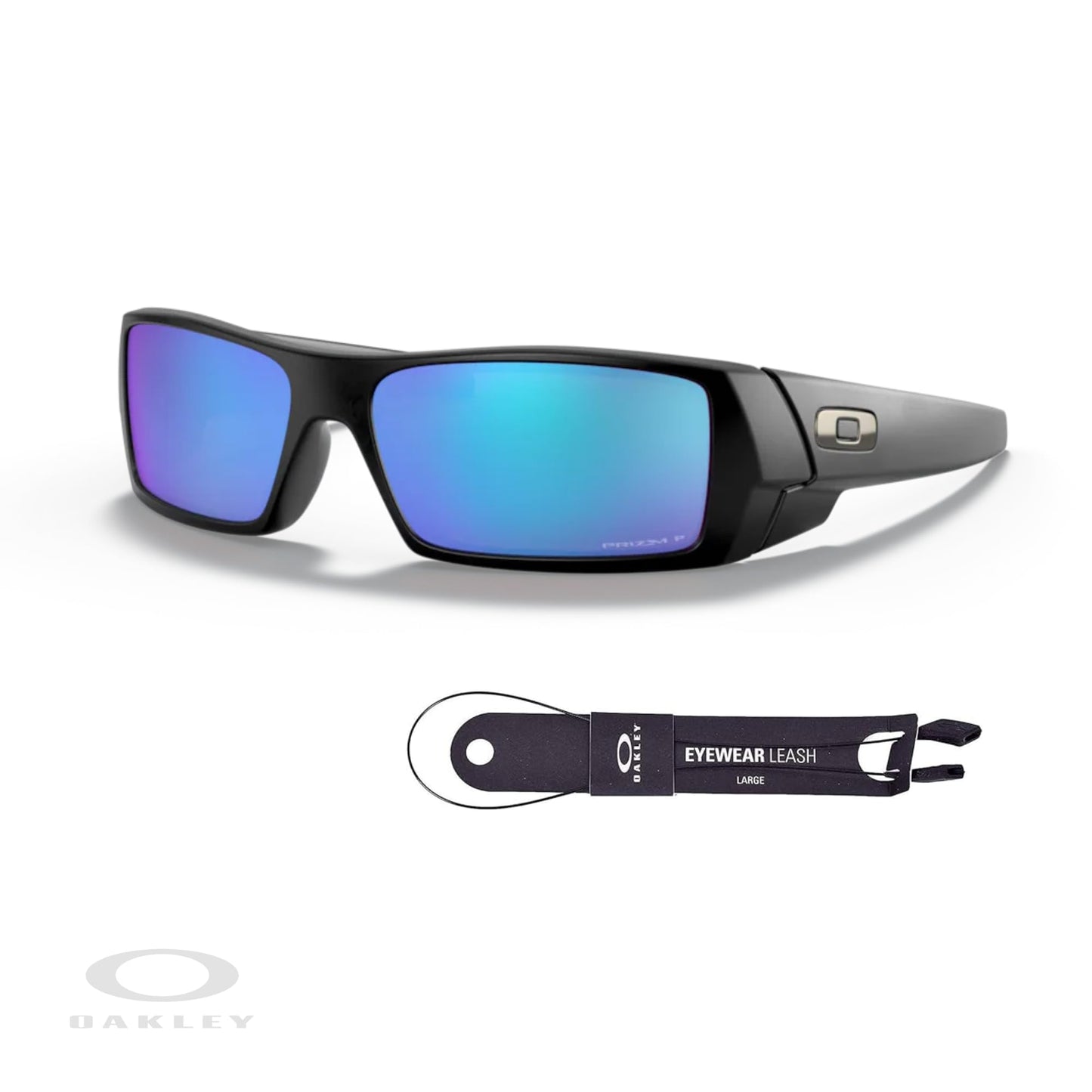 Oakley Gascan OO9014 Mate Black/Prizm Saphire Polarized Sunglasses Leash + BUNDLE with Designer iWear Eyewear Kit