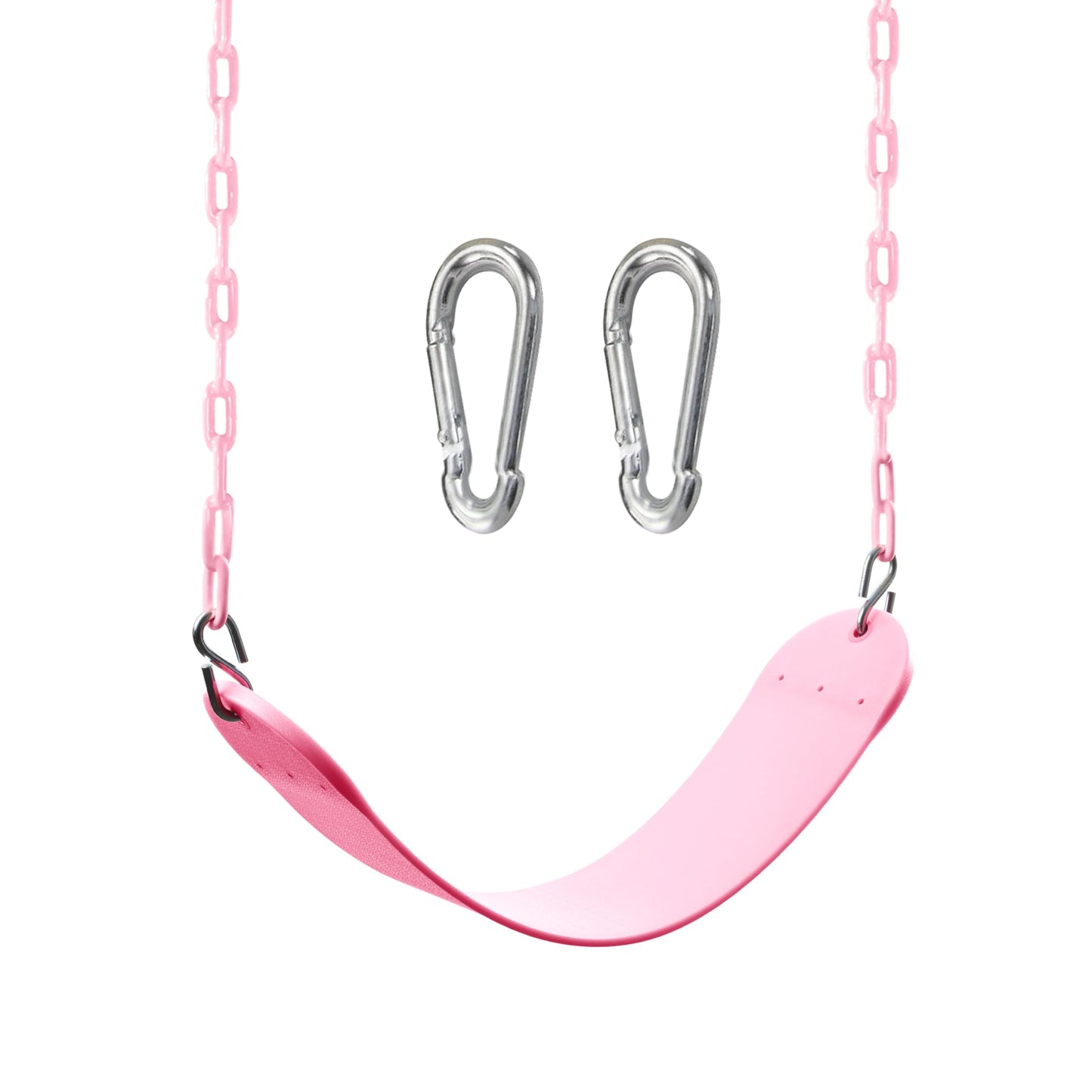 TURFEE Heavy Duty Swing Seat Pink Color with 66” Chain, Swing Set Accessories Replacement with Snap Hooks for Kids Outdoor Play Playground
