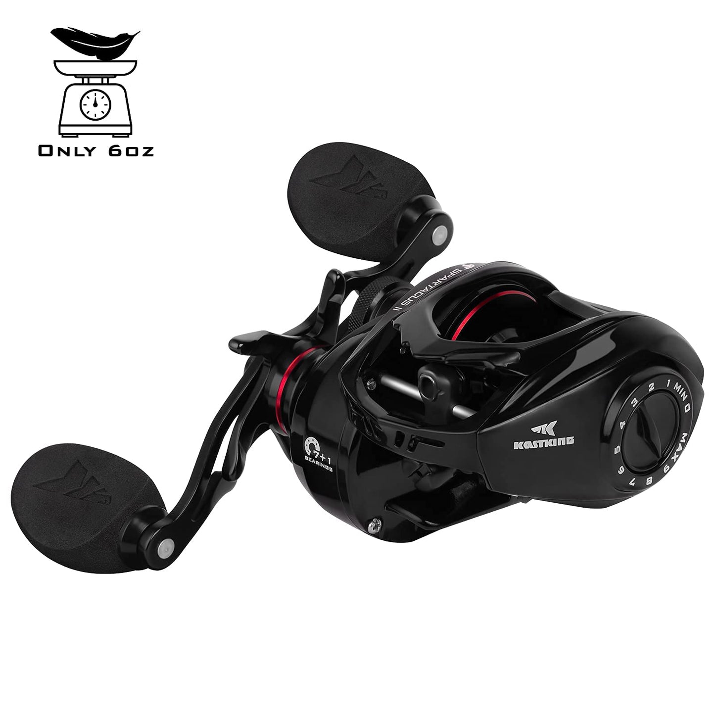 KastKing Spartacus II Baitcasting Fishing Reels, 7.2:1, Black Rhino, Right