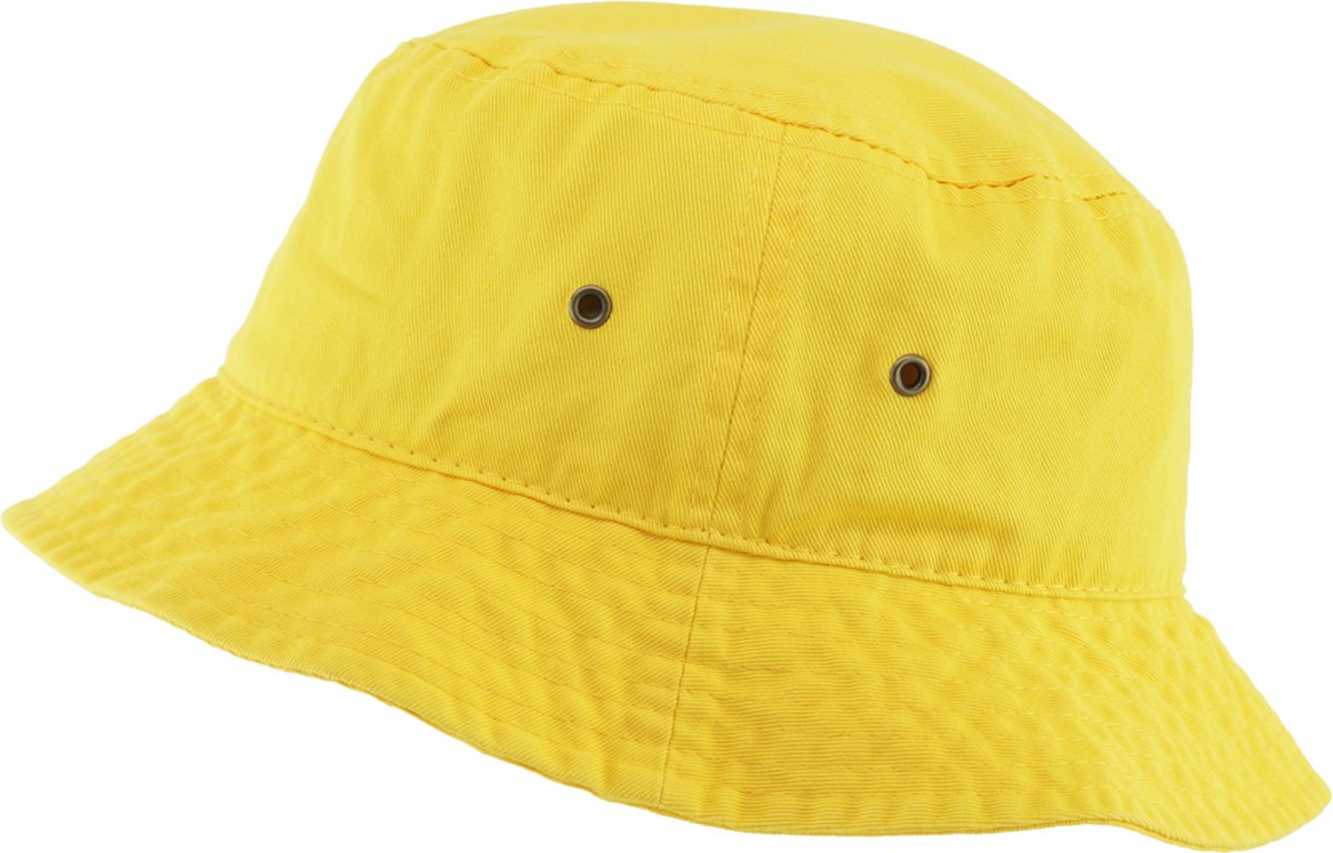 KBM-500 YEL L/XL Unisex Washed Cotton Bucket Hat Summer Outdoor Cap