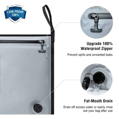Buffalo Gear Insulated Fish Cooler 48x18in, Leakproof Kill Bag with 2 Reusable Cooler Ice Packs, Portable Waterproof Fish Bag with Adjustable Shoulder Strap, Keeps Ice-cold More than 48 Hours