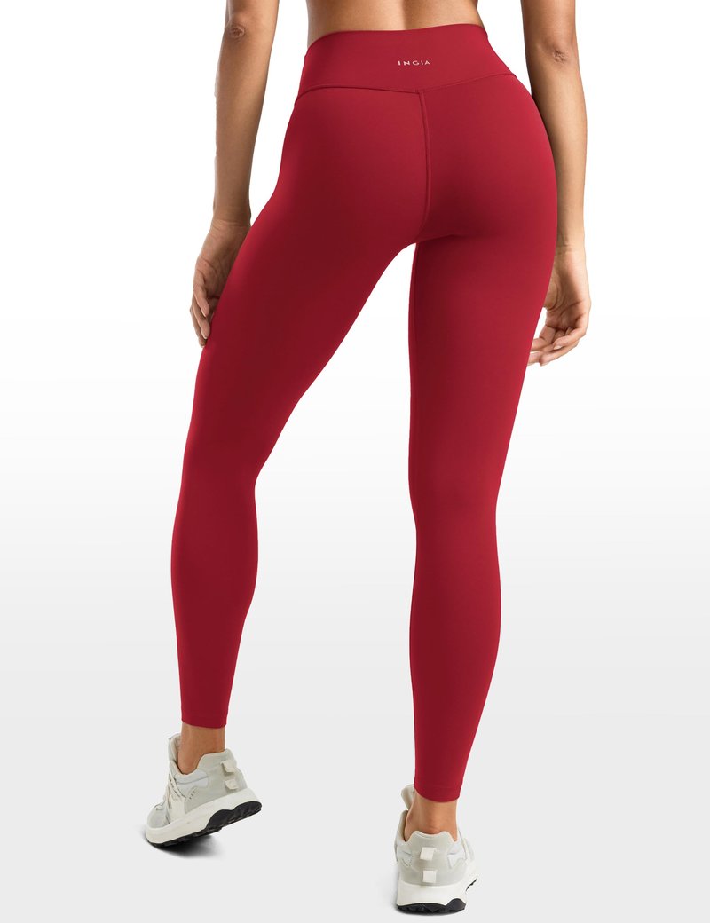 INGIA Womens High Waisted No Front Seam Lounge Yoga Legging 25" Workout Tummy Control Gym Yoga Pants Cerise Medium