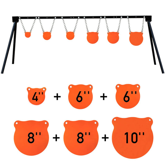 Highwild Steel Target Stand AR500 Shooting Target System (Stand, Mounting Kits & 4"+6"+6"+8"+8"+10" Gongs)