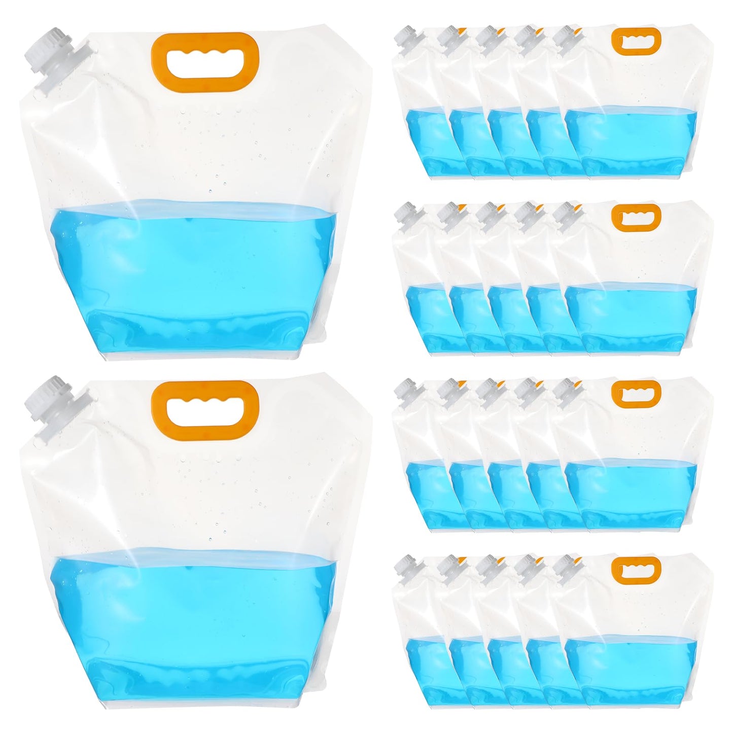 20 Pcs 1.3 Gallon Collapsible Water Emergency Container Bag 26 Gallon Freezable BPA Free Food Grade Clear Plastic Storage Foldable Bottle for Camping Riding