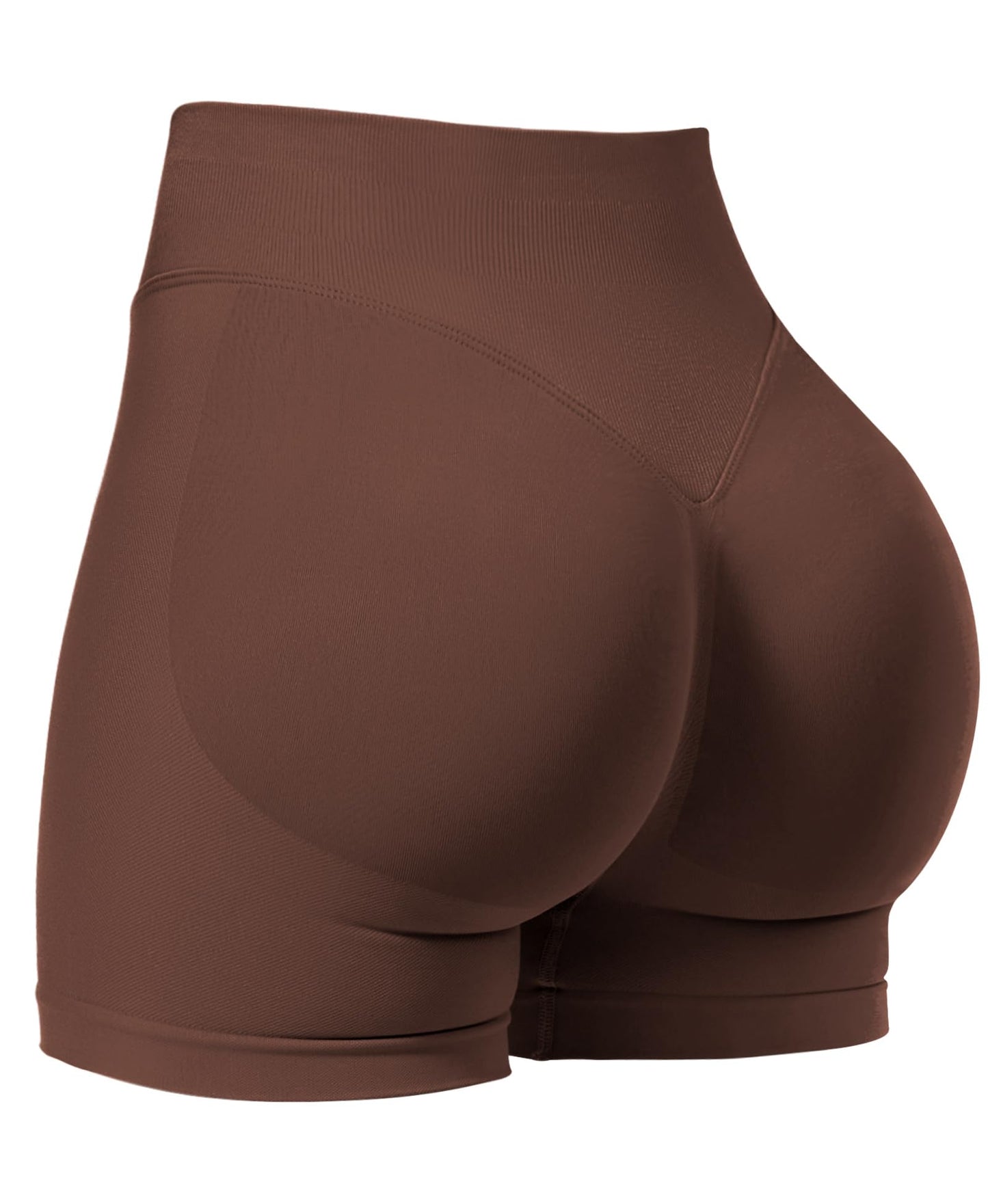 VOYJOY Women Workout Impact Shorts 2.5"/ 3.6"/ 4.5"/ 6" Scrunch Butt Lifting Gym Seamless Booty Biker Shorts Deep Brown