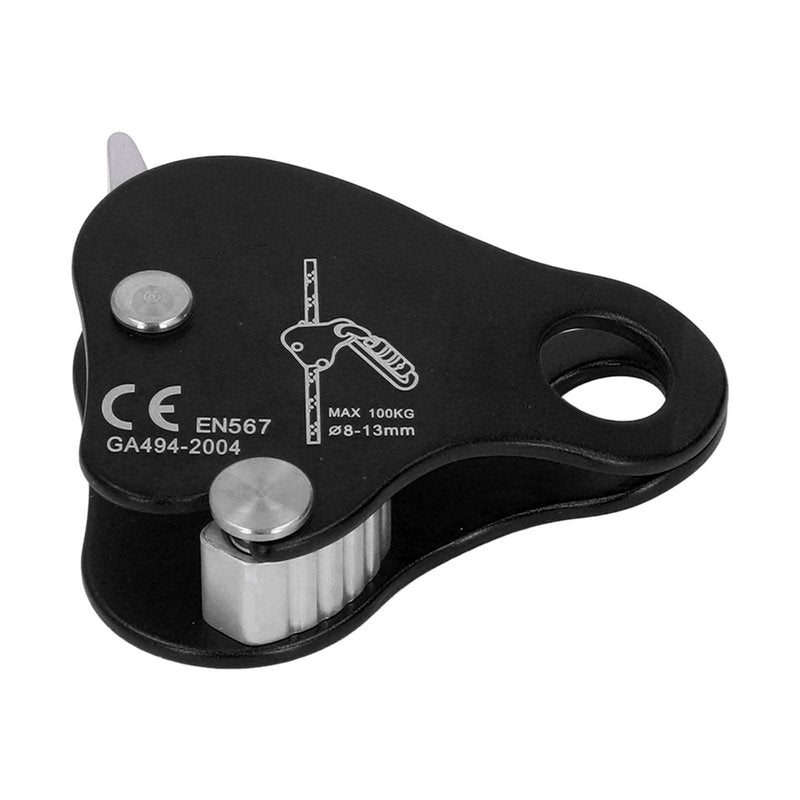VGEBY Climbing Rope Grab, Self Braking Safety Grip Clamp Ascender Device for Mountaineering Rappelling Rescue Outdoor Sports