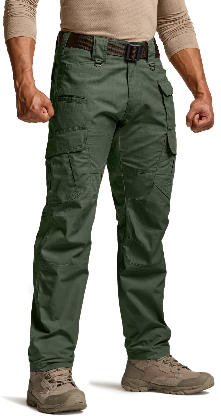 CQR Men's Tactical Pants, Water Resistant Ripstop Cargo Pants, Lightweight EDC Work Hiking Pants, Outdoor Apparel, Raider Mag Green Kelp, 38W x 34L