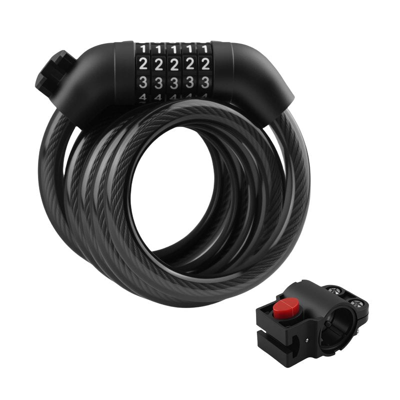 3.93 Ft Bike Locks Cable Anti-Theft,Resettable 5 Digit Bike Lock Combination Kit with Mounting Bracket,Anti-Cut Bikes Chain Lock Bikes Accessories for Bicycle,Scooter,E-Bike