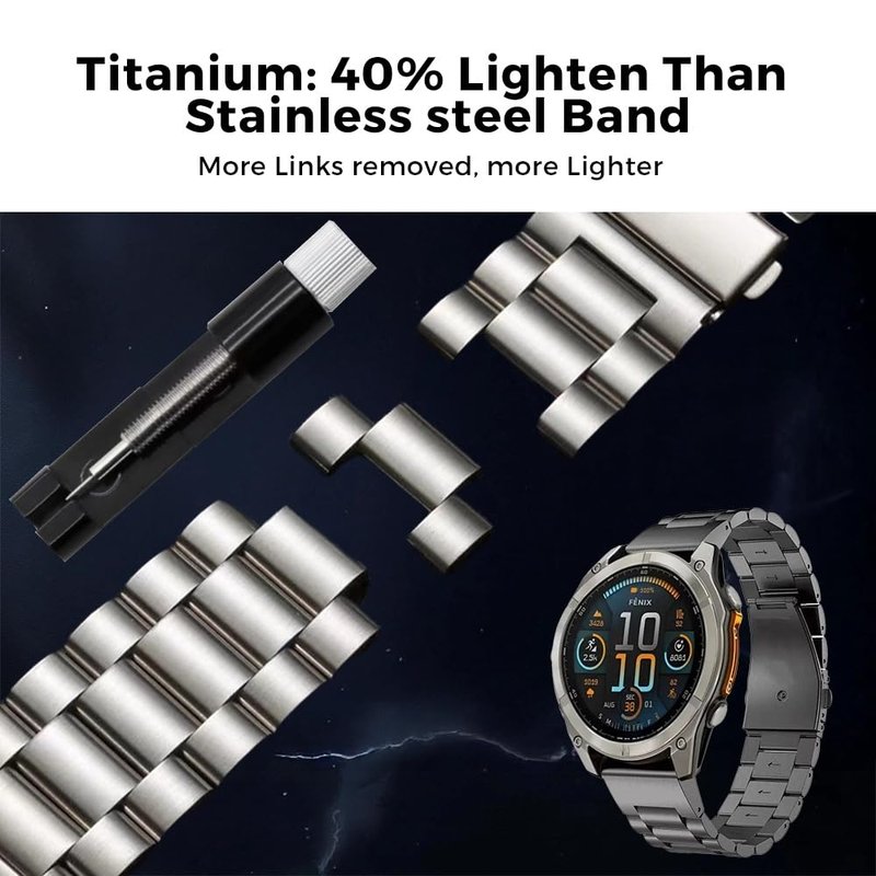synsing 26mm Titanium Band for Tactix 8 51mm/Enduro 3 51 mm /7X Pro, 22mm Metal Strap for Venu 4 45mm/Fenix 8 47mm/Forerunner 965 955, 20mm Band für Instinct E 40mm/Fenix 8 43mm