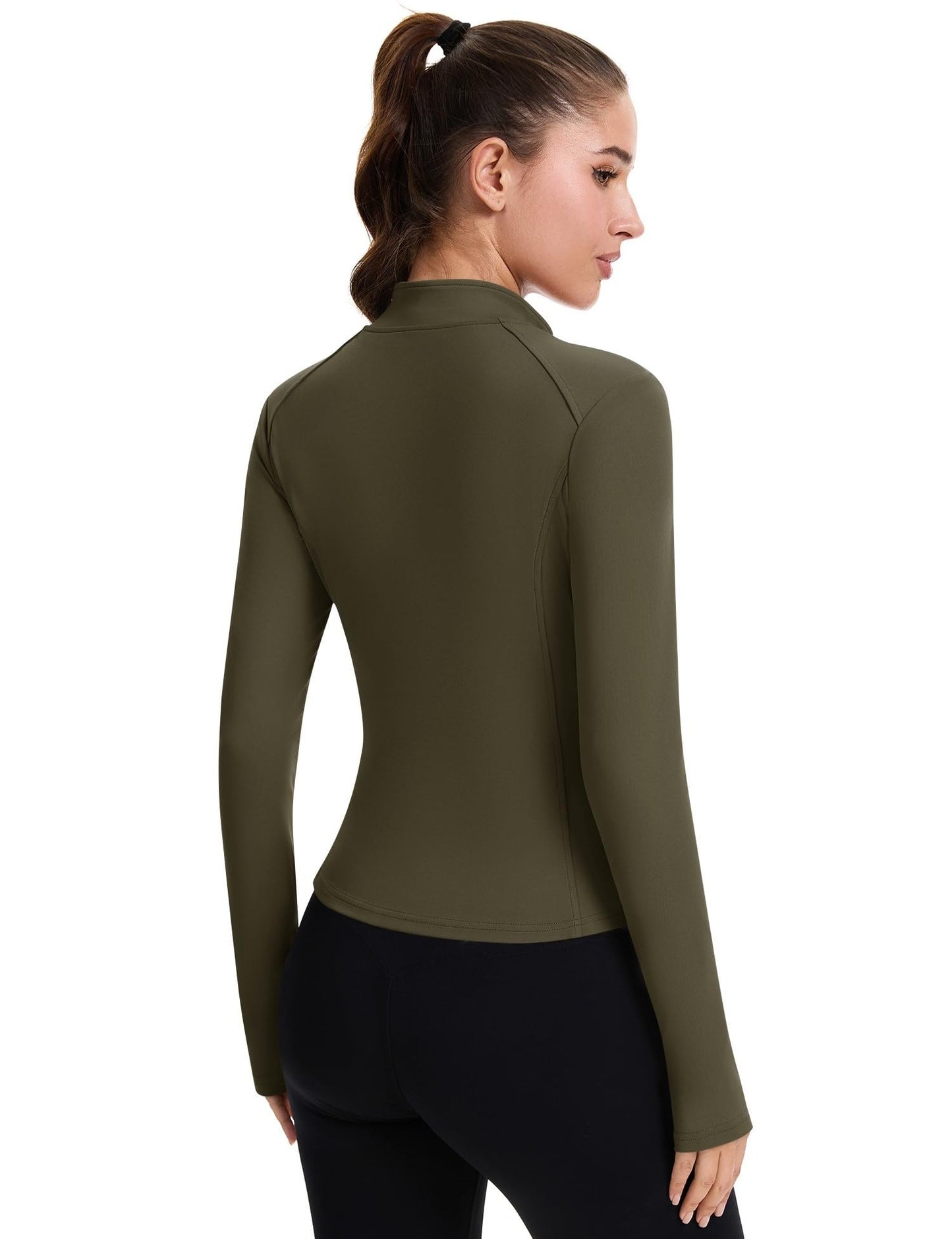 ZHENWEI Workout Jackets for Women Full Zip Up Cropped Athletic Long Sleeve Lightweight Slim Fit Running Tops with Pockets