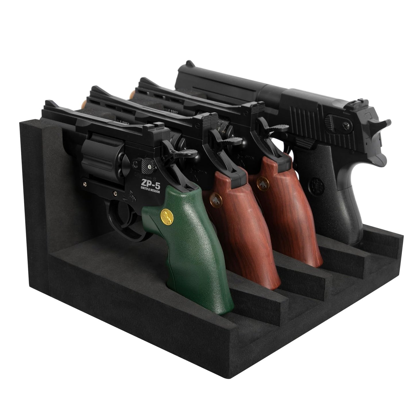 Hunthor 4 Slot Pistol Rack, Easy-to-Install Gun Safe Pistol Holder, Foam Handgun Rack for Gun Safe Organizer, Gun Rack Storage Gun Cabinet Accessories