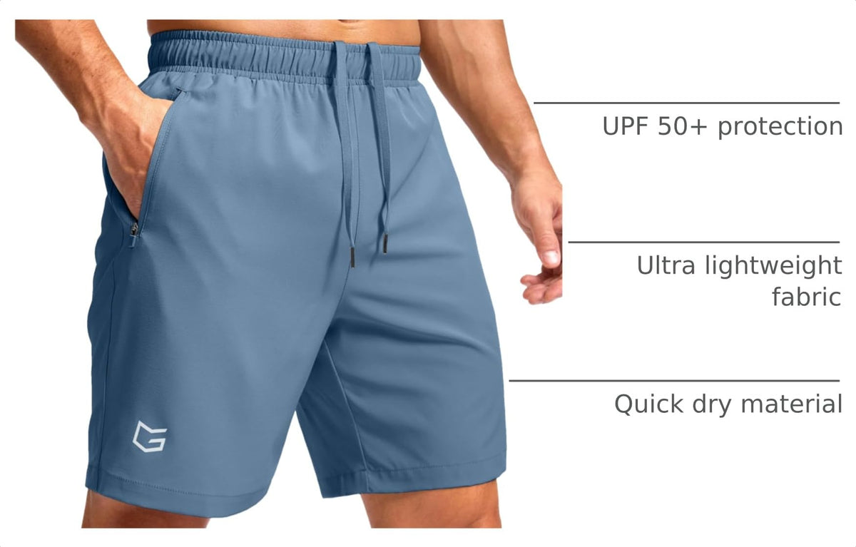 G Gradual Men's Athletic Running Shorts with Zipper Pockets Quick Dry 7"/ 5"/ 9" Workout Gym Shorts for Basketball Hiking(Federalblue,7M)