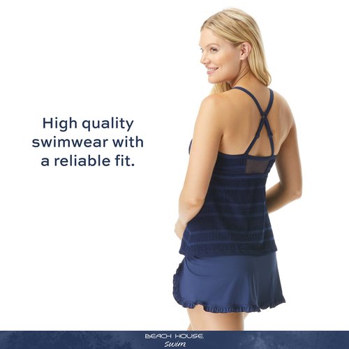 BEACH HOUSE Ruffled Side Tie Swim Skirt — Adjustable Ruffle Bikini Bottom, Tess, Admiral, 6