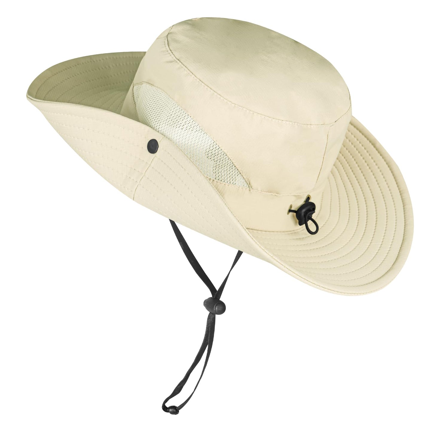 ZOORON Sun Hats for Men Women, Wide Brim Bucket Hats UV Protection UPF50+ Waterproof Boonie Hats for Fishing Hiking Camping (2pack-Black+Light Beige)