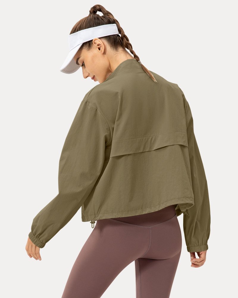 Locachy Women's Lightweight Zip Up Athletic Jacket Stand Collar Windproof Sun Protection Workout Outdoor Jacket Camel XS