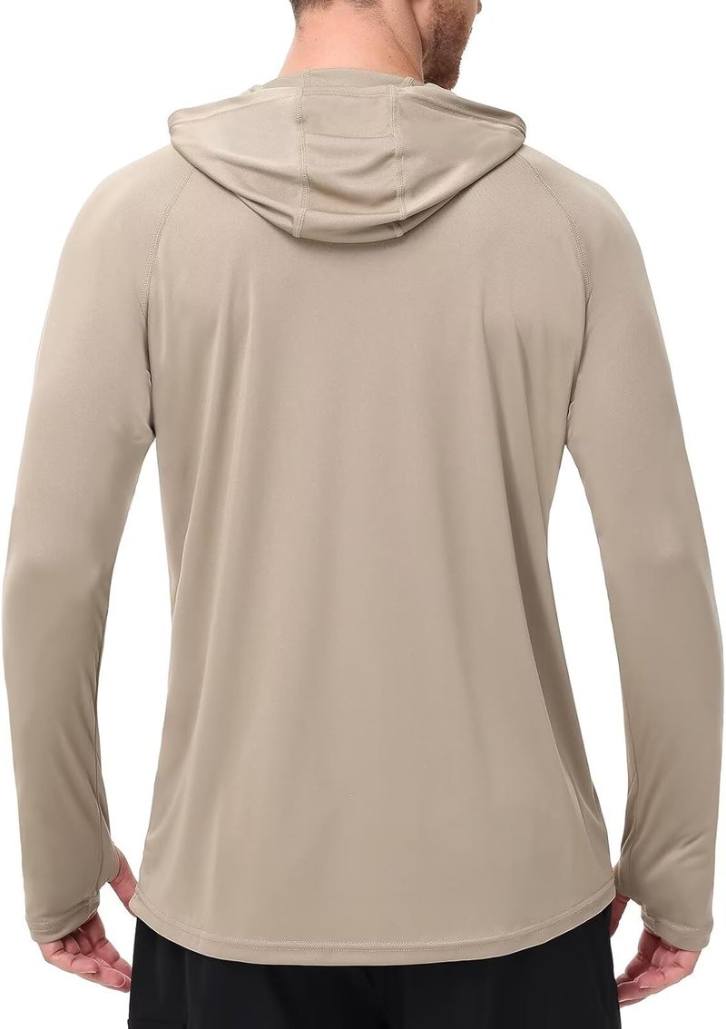 Men's Long Sleeve Athletic Hoodie - Sun Protection Gym Shirt for Hiking, Running & Fishing