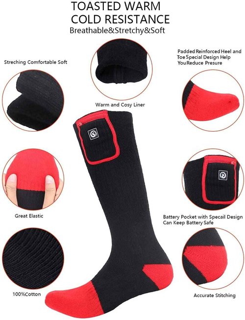 Heated Socks Men Women Battery Sock for Cold Feet Thermal Electric Socks for Camping Winter Footwarmers(Small)