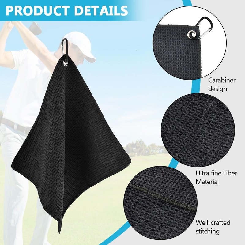 Yuanfenron Golf Club and Golf Ball Cleaning Bag - Cleans Club Grooves, Portable Waterproof Clean Face Tech, Detachable Clip, Quick Dirt & Grass Removal, for Golfers