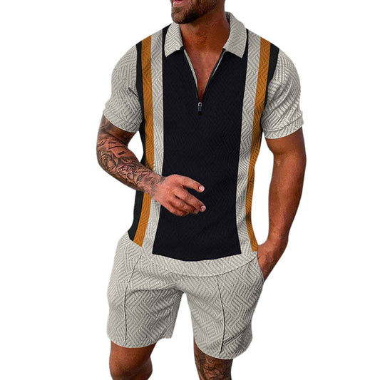 YWASYA Men Short Sets Outfits 2 Piece Casual Short Sleeve Golf Polo Shirts for Men and Shorts Beach Outfits Men's Tracksuits