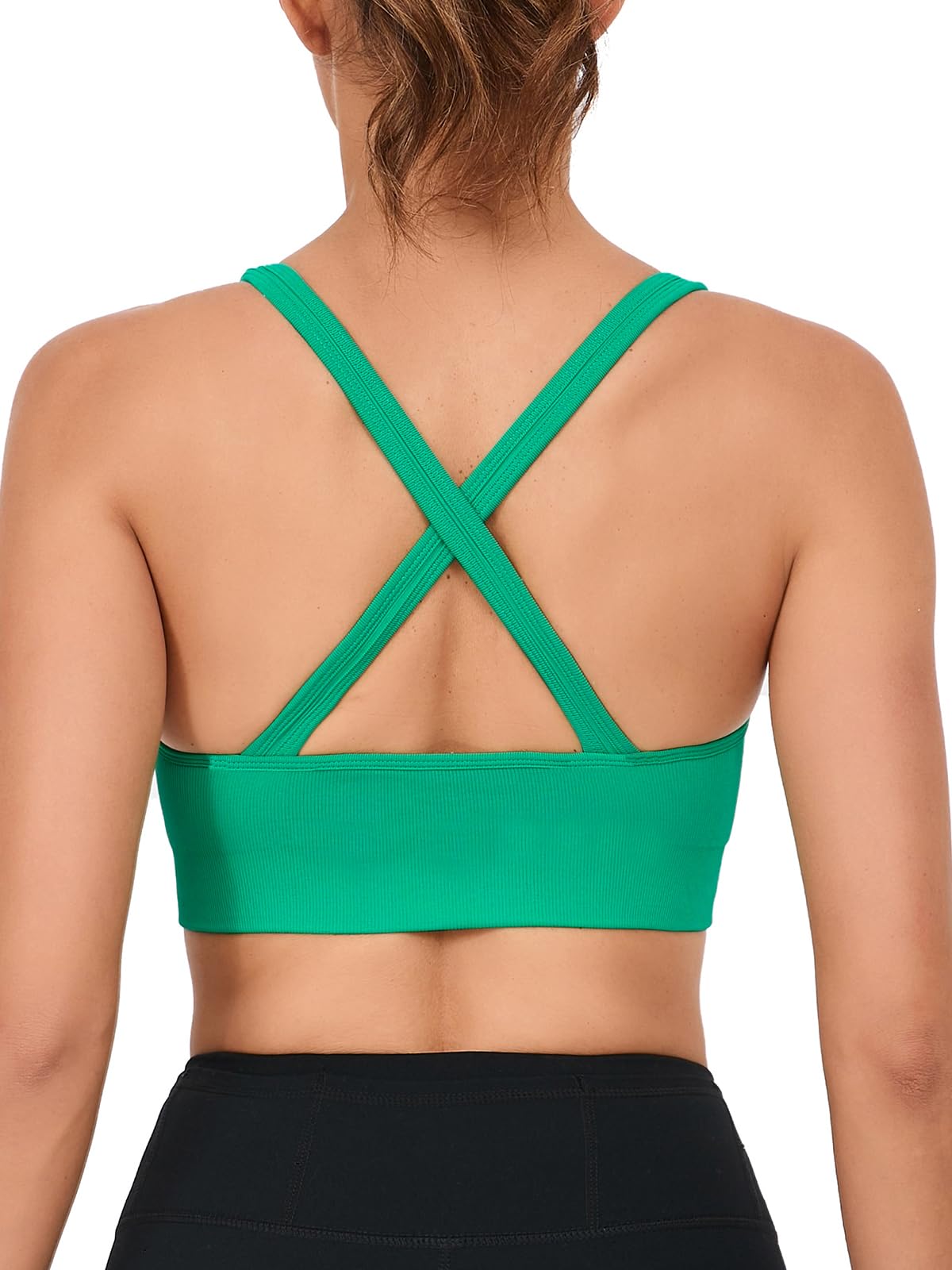 RUNNING GIRL High Support Sports Bras for Women,Crisscross Back Seamless Padded Sports for WomenBra Large Bust(2984Green_L) Green