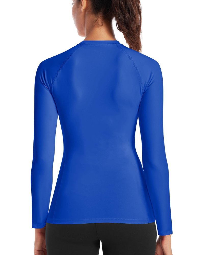Runhit Compression Shirt for Women Long Sleeve Workout Tops Athletic Base Layer Gym Yoga Running Sports Gear Quick Dry UPF 50+ Blue S