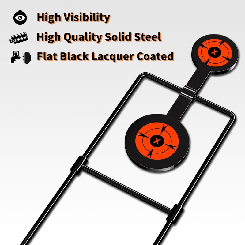 Highwild Double Spinner Shooting Targets - 3/8 Inch Thick Auto Reset Steel for Centerfire Handguns Up to .44 Magnum