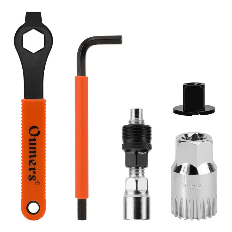 Oumers Crank Puller Bike Tool, Bike Crank Extractor + Bike Bottom Bracket Remover + 16mm Spanner Wrench + Hexagonal Wrench for Removing