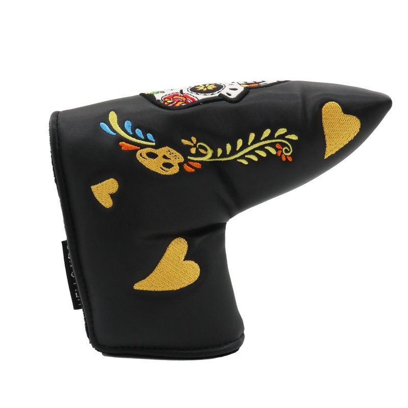 Funny Blade Putter Cover,Premium PU Leather Golf Putter Head Cover with Magnetic Closure and Skull Design, Golf Blade Putter Headcover Protects Your Club(Black)