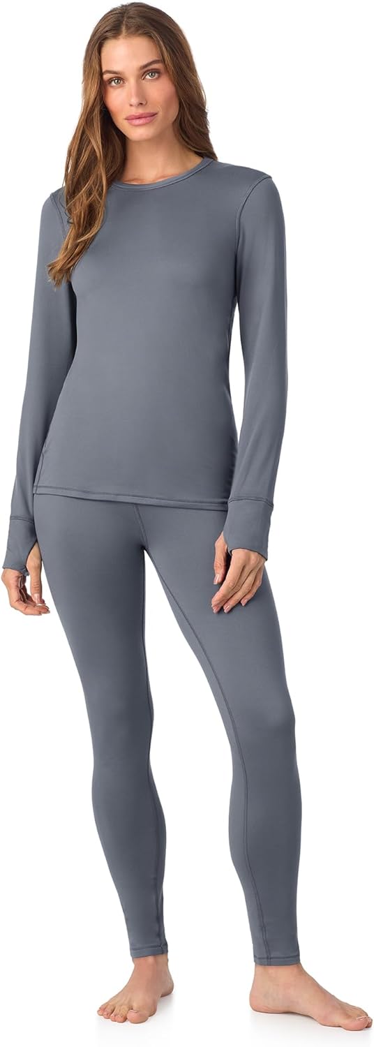 Cuddl Duds Women's Thermal Set - Heavyweight Fleece Lined Long Sleeve Top & Leggings | Winter Lounge Wear