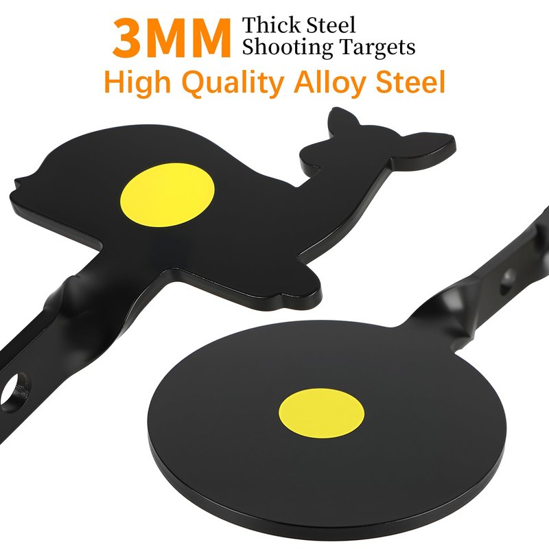 2-Pack Spinner Shooting Targets Auto Reset Steel Resetting Gun Target Heavy Metal Steel Spinning Target for Shooting (Deer)