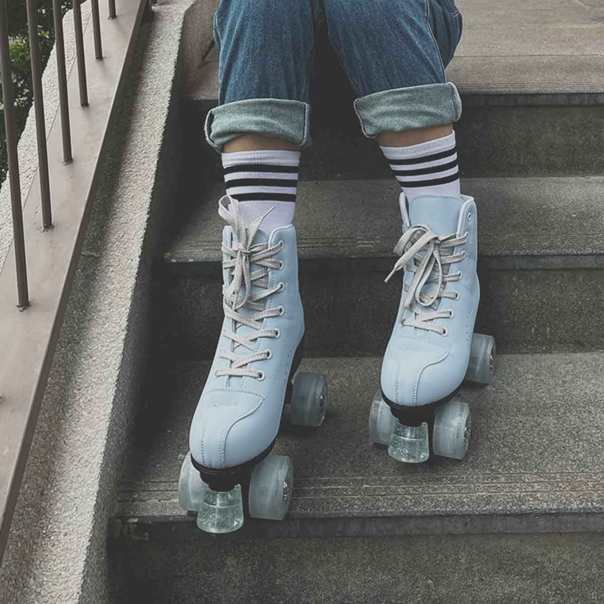 YYW Roller Skates for Women and Men Artificial Cowhide with Thick Cotton Protection Upper Outdoor Roller Skates for Girls Boys (37=US Women:7=US Men:5.5 =Heel to Toe:24 cm)