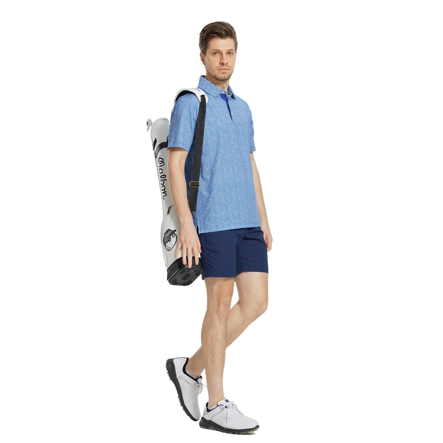 M MAELREG Mens Golf Shirt Short Sleeve Dry Fit Print Moisture Wicking Performance Patterns Collared Polo Shirt