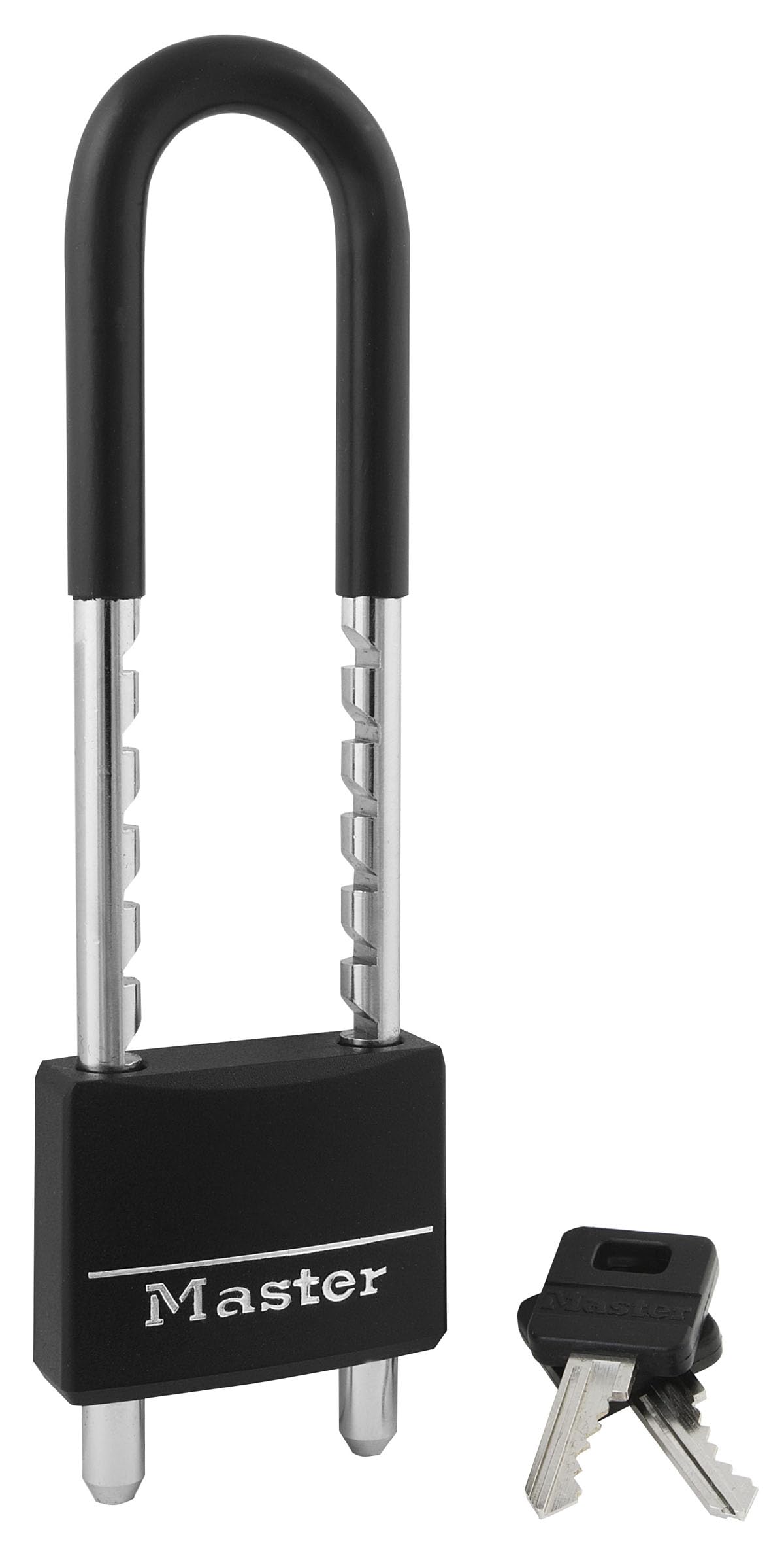 Master Lock 527D Adjustable Shackle Padlock with Key, Black