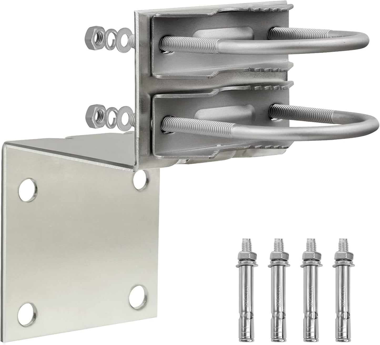 Antenna Pole Mount Bracket Kit - U-Bracket Assembly with 4 Screws for Outdoor Antenna Installation