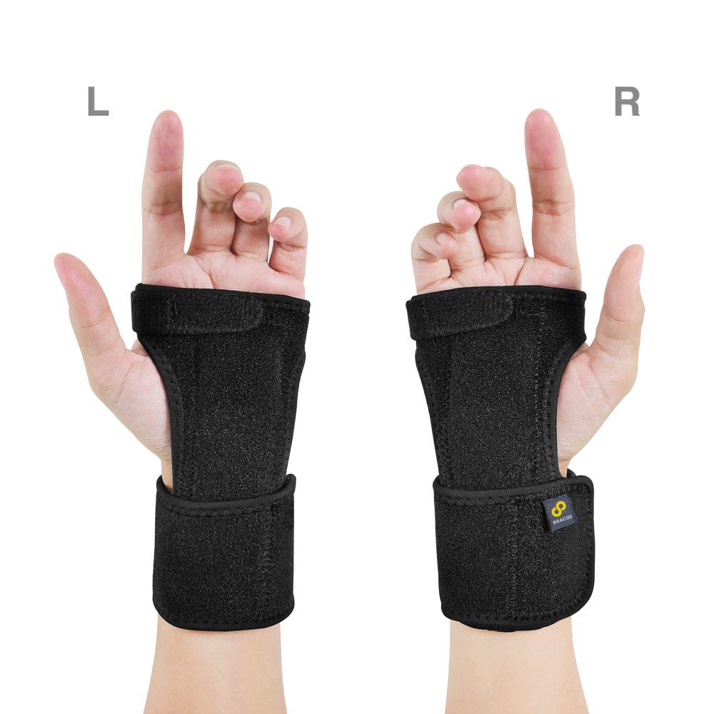 Bracoo Wrist Splint, Breathable Hand Stabilizer Brace for Carpel Tunnel Syndrome, Tendonitis, and Acute Sprains, Supports All Wrist Sizes, Black, WP30, 1 Count