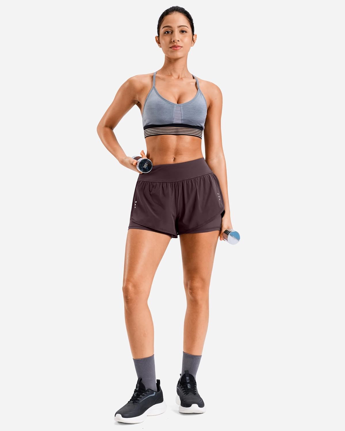 Women's Running Shorts - 2-in-1 High-Waisted Spandex with Zipper Pocket | Athletic Gym & Yoga Wear