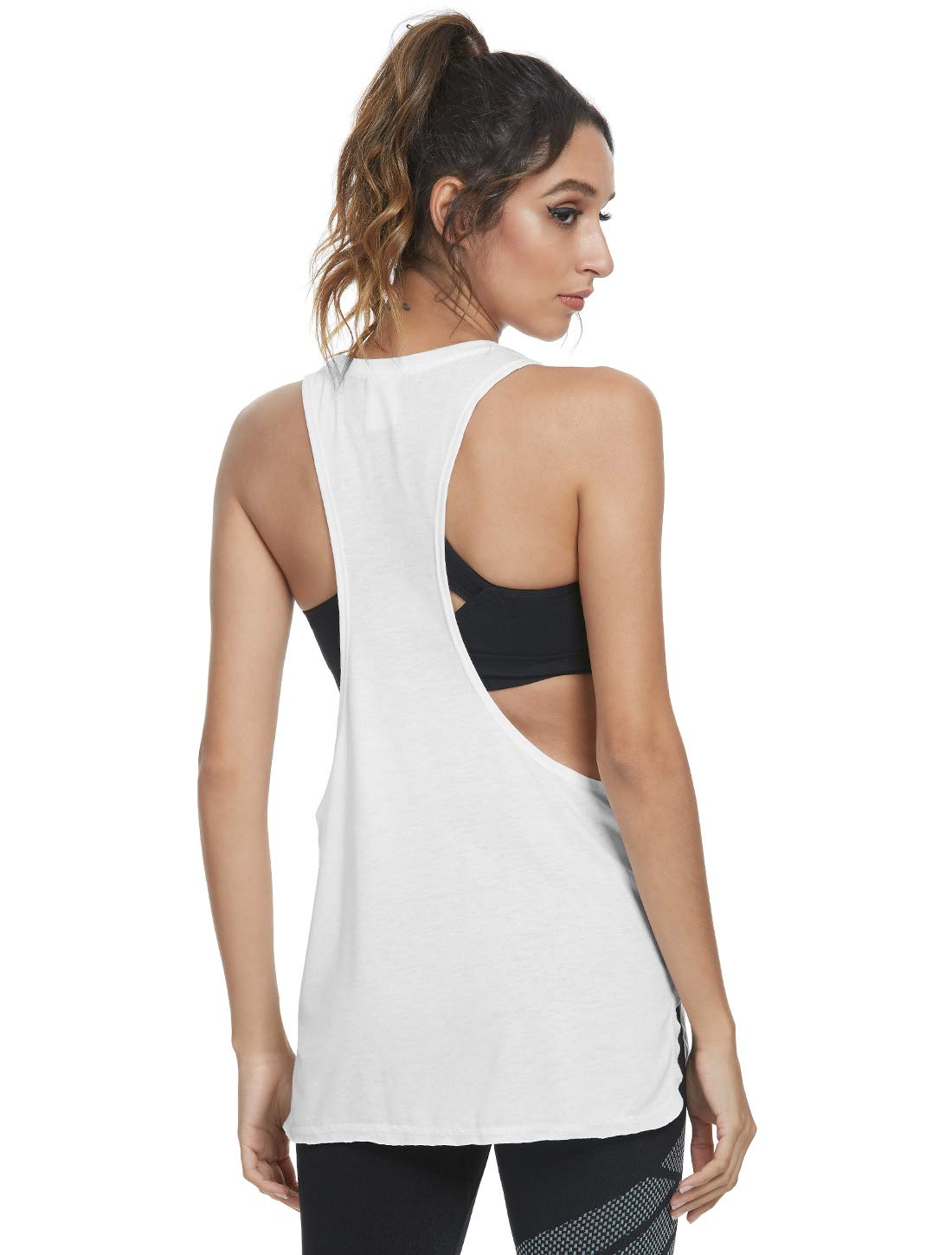 Cosy Pyro Workout Tank Tops for Women Lightweight Running Tanks Basic Gym Tops Sleeveless Athletic Yoga Shirts-4 Pack Black/Light Gray/White/Blue Small