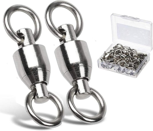 High-Strength Stainless Steel Ball Bearing Swivels - Solid Welded Rings for Saltwater & Freshwater Fishing