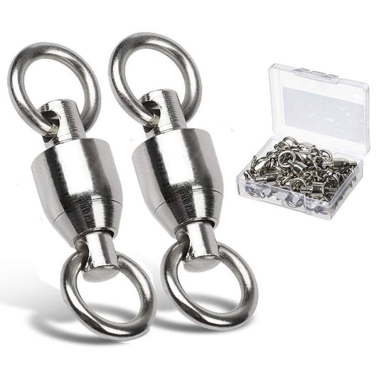 AMYSPORTS Ball Bearing Swivels Connector High Strength Stainless Steel Solid Welded Rings Barrel Swivels Saltwater Freshwater Fishing 25pcs 144lbs