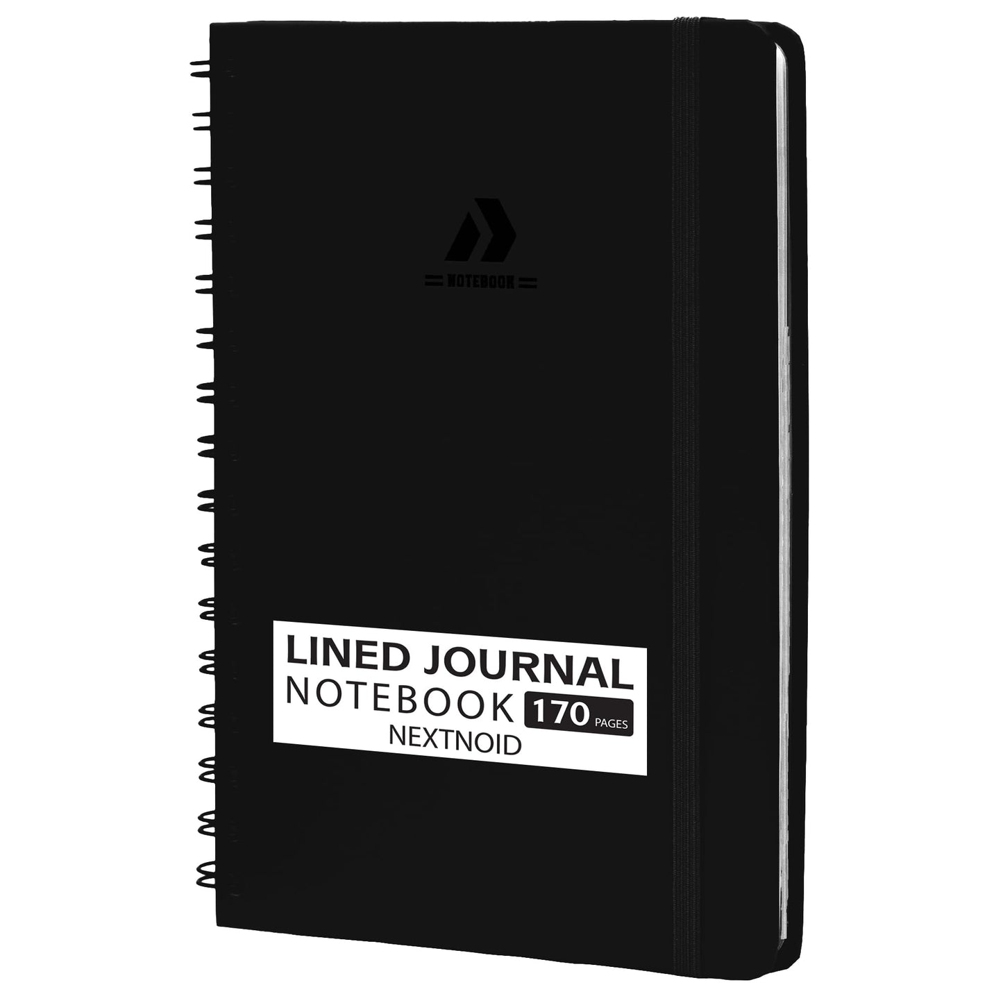 Nextnoid Lined Spiral Notebook Journal For Women & Men - A5(5.8" x 8.3") 170 Pages, Hardcover Notebooks for Work & Note Taking, College Ruled Journals for Writing - Black