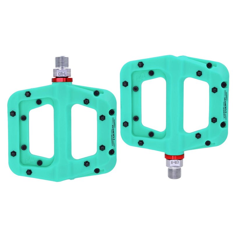 FOOKER MTB Pedals Mountain Bike Pedals 3 Bearing Non-Slip Lightweight Nylon Fiber Bicycle Platform Pedals for BMX MTB 9/16" (922-Green Needle Roller Bearing)