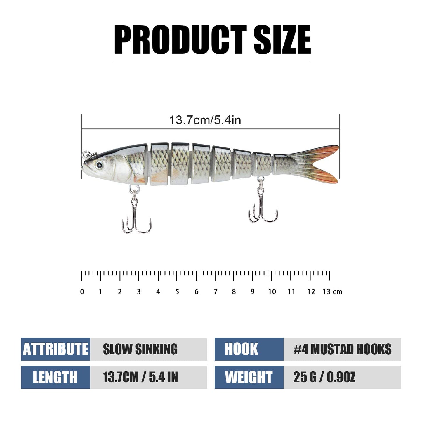 TRUSCEND Swimmax Easy Catch Fishing Lures with BKK Hooks, Wiggling, Vibrating, Rattling and Gurgling for More Bite, Heavy-Duty Dyneema Fiber Jointed Swimbaits for Bass, Trout, Walleye, Crappie, Pike