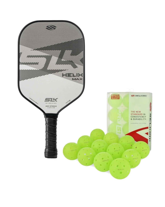 Selkirk Sport SLK Helix Pro Legend Gray Pickleball Paddle & Pro S1 12pk Pickleball Ball Bundle