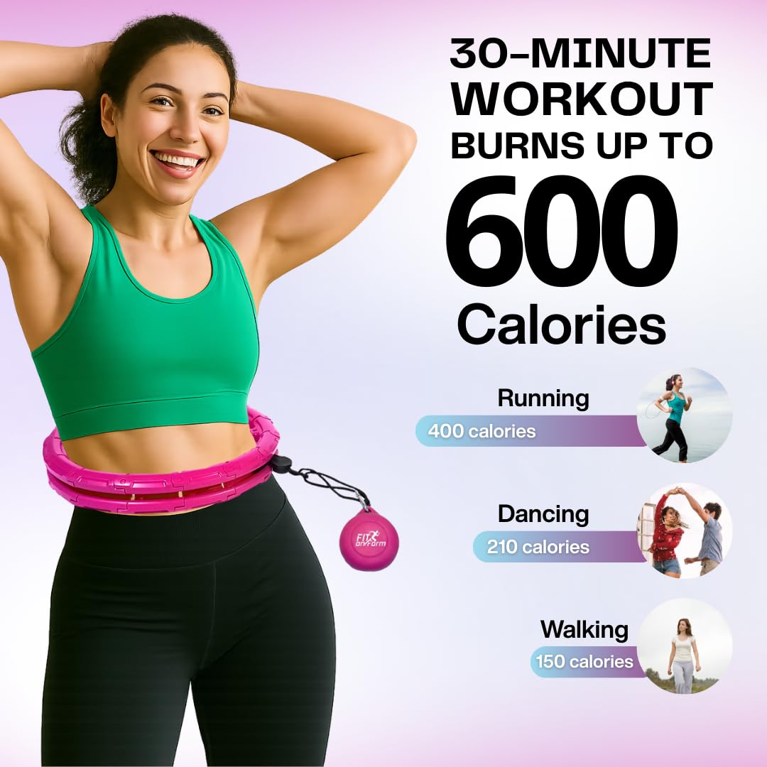 FIT ON FORM Infinity Weighted Hula Hoop for Adults Weight Loss - Smart Exercise Hola Circle Hoop for Women Abs Workout - 47 Inches